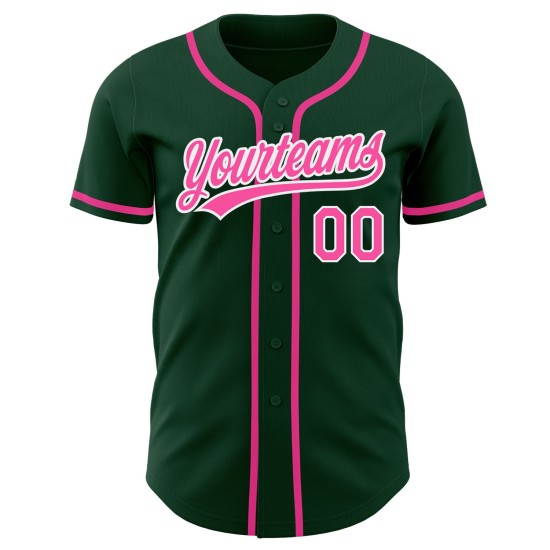 Benutzerdefiniertes authentisches Trikot Pink-Weiß Baseball Grün