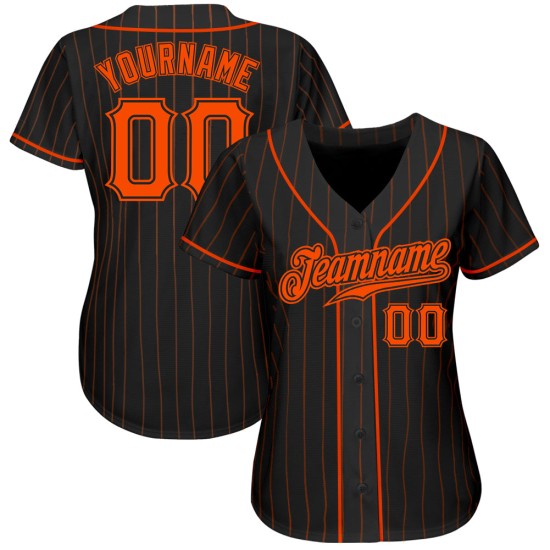 Benutzerdefinierte schwarz orange Nadelstreifen orange-schwarz authentische Baseball Jersey Benutzerdefinierte schwarz orange Nadelstreifen orange-schwarz authentische Baseball Jersey