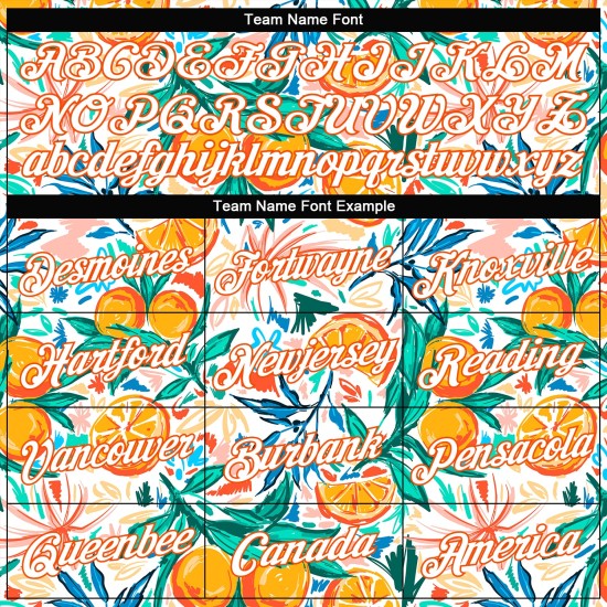 Baseball Jersey Cropped Fruits Weiß Custom Damen V-Ausschnitt 3D Weiß-Orange