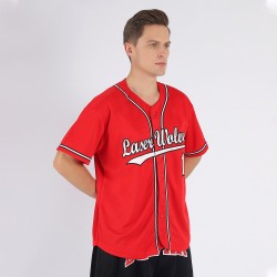 Benutzerdefiniertes rot-weiß-schwarzes Baseballtrikot