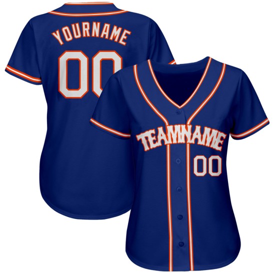 Baseball Authentic Trikot Weiß-Orange Royal Custom