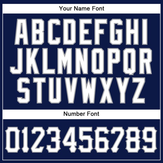 Benutzerdefiniertes authentisches Baseball-Trikot mit marineblauen und weißen Nadelstreifen in Weiß und Grau