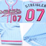 Benutzerdefinierte Hellblau Weiß Nadelstreifen Pink-Schwarz Authentic Baseball Jersey Benutzerdefinierte Hellblau Weiß Nadelstreifen Pink-Schwarz Authentic Baseball Jersey