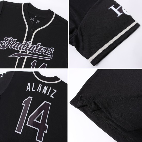 Benutzerdefiniertes schwarzes und graues authentisches Baseball-Trikot Benutzerdefiniertes schwarzes und graues authentisches Baseball-Trikot