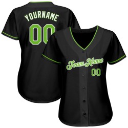 Benutzerdefiniertes authentisches Baseball-Trikot in Schwarz-Neongrün-Weiß
