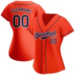 Benutzerdefiniertes authentisches orange-marineblau-weißes Baseballtrikot Benutzerdefiniertes authentisches orange-marineblau-weißes Baseballtrikot