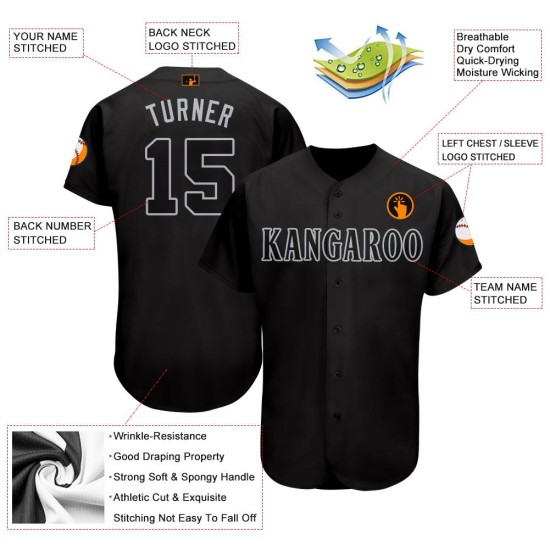 Benutzerdefiniertes schwarz-graues Baseball-Trikot