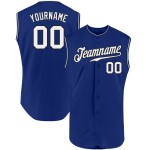Ärmelloses Weiß-Schwarzes Trikot Custom Baseball Authentic Royal