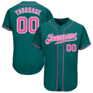 Custom Jersey Baseball Pink-Weiß Teal Authentic
