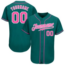 Custom Jersey Baseball Pink-Weiß Teal Authentic