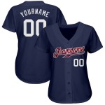 Marineblaues, weiß-kastanienbraunes Baseball-Trikot, authentisch, individuell