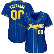 Benutzerdefinierte Royal Gold Nadelstreifen Gold-Weiß Authentic Baseball Jersey