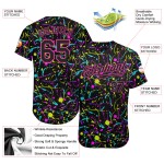 Benutzerdefinierte Graffiti Muster Schwarz-Rosa 3D Neon Splatter Authentic Baseball Jersey Benutzerdefinierte Graffiti Muster Schwarz-Rosa 3D Neon Splatter Authentic Baseball Jersey