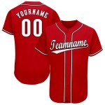 Benutzerdefiniertes rot-weiß-schwarzes Baseballtrikot Benutzerdefiniertes rot-weiß-schwarzes Baseballtrikot