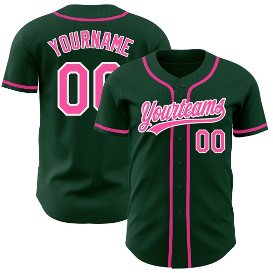 Benutzerdefiniertes authentisches Trikot Pink-Weiß Baseball Grün