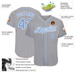 Benutzerdefinierte grau weiß Nadelstreifen hellblau-weiß authentische Baseball Jersey Benutzerdefinierte grau weiß Nadelstreifen hellblau-weiß authentische Baseball Jersey