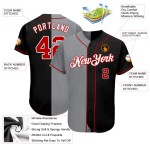 Benutzerdefinierte schwarz rot-grau authentische Split Fashion Baseball Jersey Benutzerdefinierte schwarz rot-grau authentische Split Fashion Baseball Jersey
