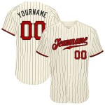 Benutzerdefinierte Creme Schwarz Nadelstreifen Rot-Schwarz Authentic Baseball Jersey Benutzerdefinierte Creme Schwarz Nadelstreifen Rot-Schwarz Authentic Baseball Jersey