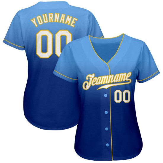 Weiß-Royal Custom Baseball Jersey Fade Blue Fashion Light Authentic Weiß-Royal Custom Baseball Jersey Fade Blue Fashion Light Authentic