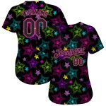 Muster 3D Custom Schwarz-Rosa Authentic Stars Jersey Bunte Graffiti Kreative Baseball Muster 3D Custom Schwarz-Rosa Authentic Stars Jersey Bunte Graffiti Kreative Baseball