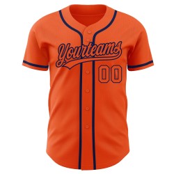 Benutzerdefiniertes authentisches orange-marineblaues Baseballtrikot Orange