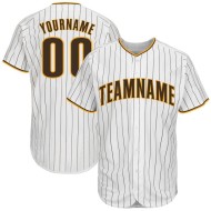 Benutzerdefinierte weiß braun Nadelstreifen braun-gold Baseball Jersey