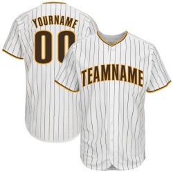 Benutzerdefinierte weiß braun Nadelstreifen braun-gold Baseball Jersey