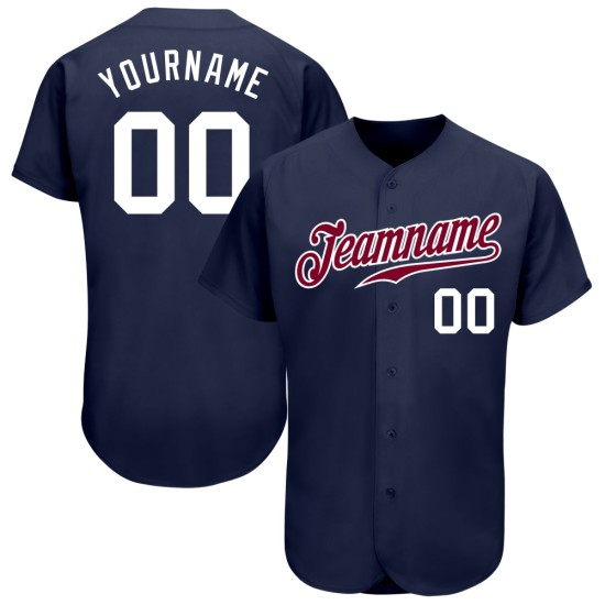 Marineblaues, weiß-kastanienbraunes Baseball-Trikot, authentisch, individuell