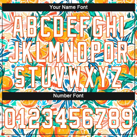 Baseball Jersey Cropped Fruits Weiß Custom Damen V-Ausschnitt 3D Weiß-Orange