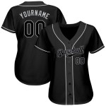 Benutzerdefiniertes schwarzes und graues authentisches Baseball-Trikot Benutzerdefiniertes schwarzes und graues authentisches Baseball-Trikot