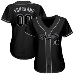 Benutzerdefiniertes schwarzes und graues authentisches Baseball-Trikot