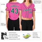 Baseball Damen Trikot V-Ausschnitt Kelly Custom Cropped Grün-Weiß Rosa