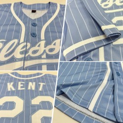 Benutzerdefinierte hellblau weiß Nadelstreifen weiß authentische Baseball Jersey