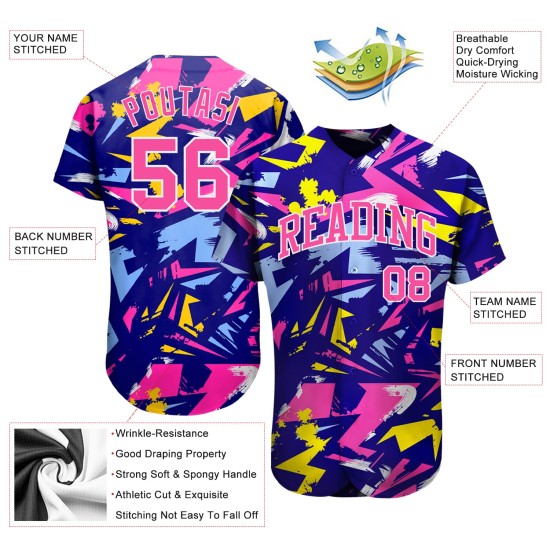 Jersey Custom Baseball Authentische Musik 3D Festival Design Muster Jersey Custom Baseball Authentische Musik 3D Festival Design Muster