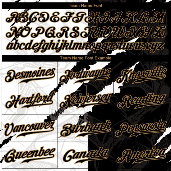 Benutzerdefiniertes Graffiti-Muster Schwarz-Altgold 3D Authentic Baseball Jersey