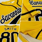 Benutzerdefiniertes authentisches gelb-schwarz-weißes Baseballtrikot Benutzerdefiniertes authentisches gelb-schwarz-weißes Baseballtrikot