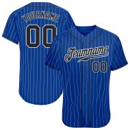 Benutzerdefinierte Royal White Pinstripe Schwarz-Weiß Authentic Baseball Jersey