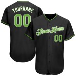 Benutzerdefiniertes authentisches Baseball-Trikot in Schwarz-Neongrün-Weiß