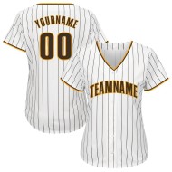 Benutzerdefinierte weiß braun Nadelstreifen braun-gold Baseball Jersey