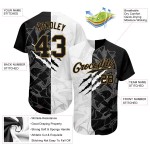 Benutzerdefiniertes Graffiti-Muster Schwarz-Altgold 3D Authentic Baseball Jersey