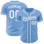 Benutzerdefinierte hellblau weiß Nadelstreifen weiß authentische Baseball Jersey Benutzerdefinierte hellblau weiß Nadelstreifen weiß authentische Baseball Jersey