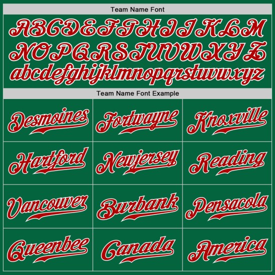 Rot-Weißes Baseballtrikot Grün Authentic Kelly Custom