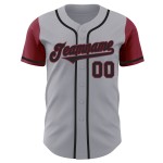 Grau Baseball Tone Schwarz-Crimson Zwei Custom Authentic Jersey