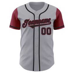 Grau Baseball Tone Schwarz-Crimson Zwei Custom Authentic Jersey Grau Baseball Tone Schwarz-Crimson Zwei Custom Authentic Jersey