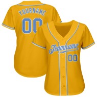 Baseball Gold Blau-Weiß Custom Jersey Light Authentic