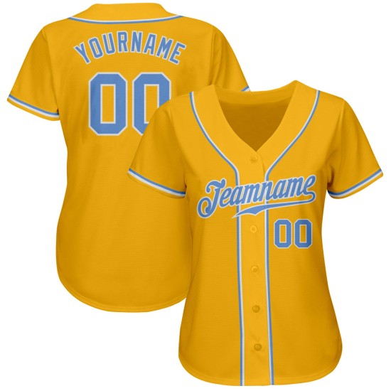 Baseball Gold Blau-Weiß Custom Jersey Light Authentic