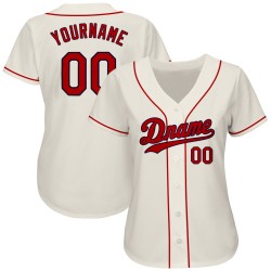 Benutzerdefiniertes authentisches Baseball-Trikot in Creme-Rot-Marineblau