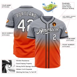 Fade Custom Jersey Orange-Schwarz Grau Mode Weiß Baseball Authentic