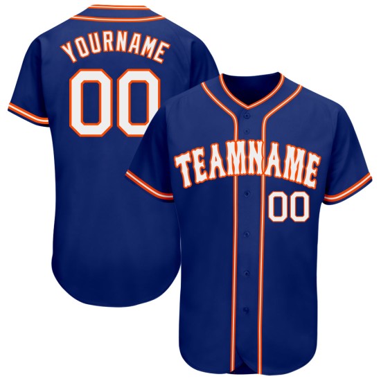 Baseball Authentic Trikot Weiß-Orange Royal Custom