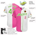 Grün-Pink Authentic Custom Split Baseball Fashion Jersey Neon Weiß